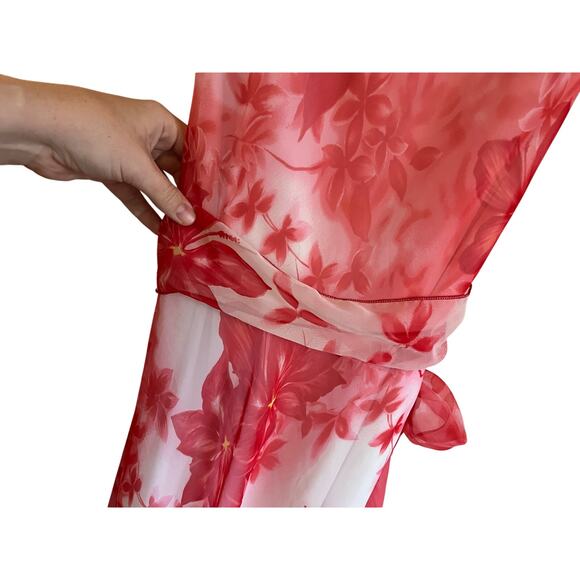 B. Smart Pink Floral Y2K Chiffon Dress - Picture 3 of 13